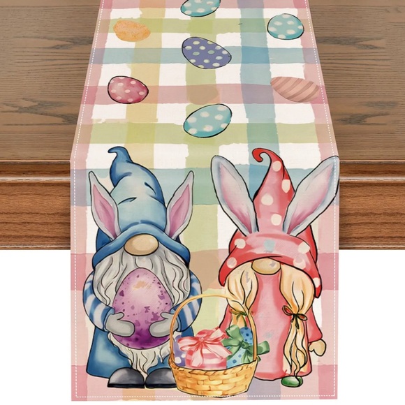 New Buffalo Plaid Gnome Egg spring Table Runner Easter Theme Table Decoration - Picture 4 of 5